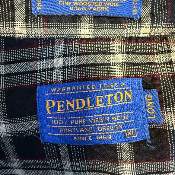 Sir Pendleton Burnside 100% Pure Virgin Worsted Wool Plaid Shirt - Picture 2 of 6